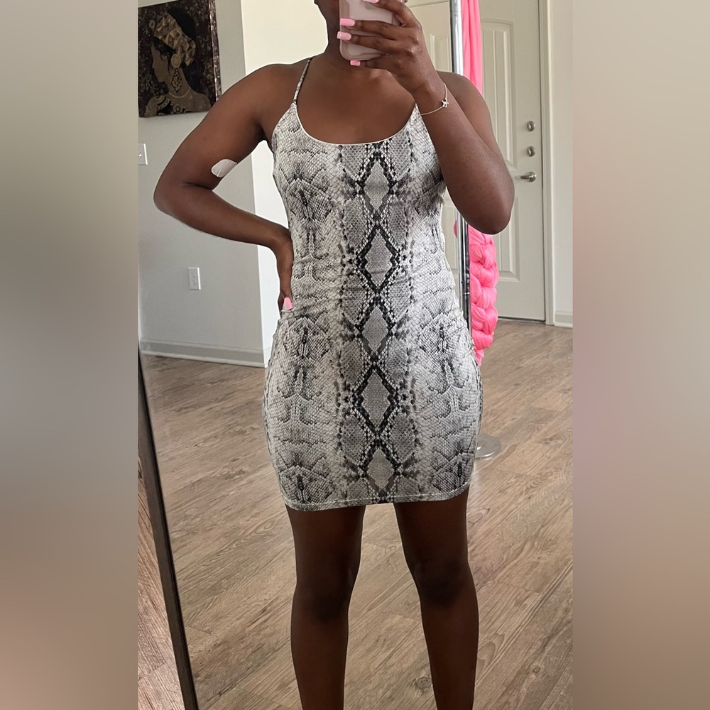 Snakeskin Strappy Mini Dress 🐍